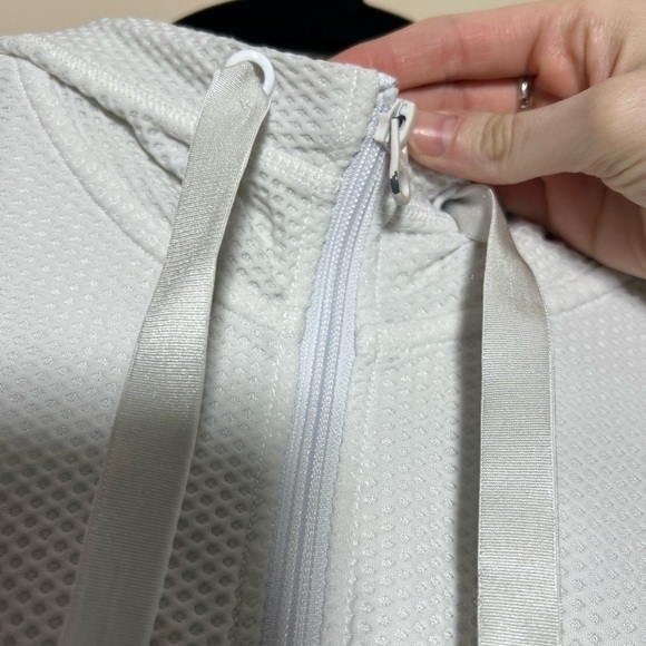 White Textured Athletic Zip Up - Picture 8 of 8